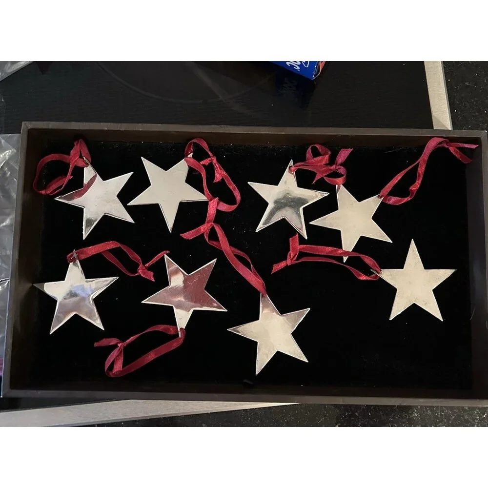 Set Of Eight (8) Restoration Hardware Star Christmas Ornaments